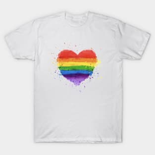 Watercolor LGBTQI+ Pride Flag T-Shirt